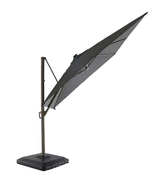 glucksteinhome solar offset patio umbrella Yaheetech 10FT w/32 LED Lights Handy Crank, Tan convenient placement BRAND NEW IN BOX GLUCKSTEINHOME