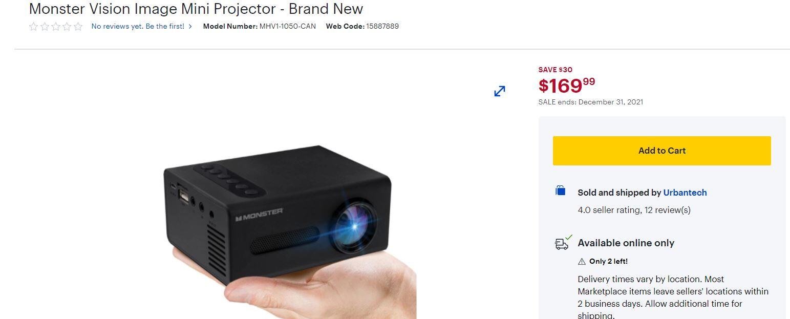 Monster Vision Image Mini Projector For 