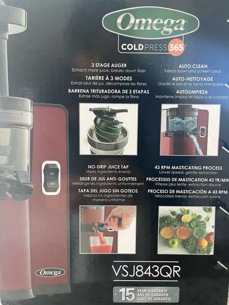 Omega Vsj843qr OMEGA COLD PRESS JUICER VSJ843QR For